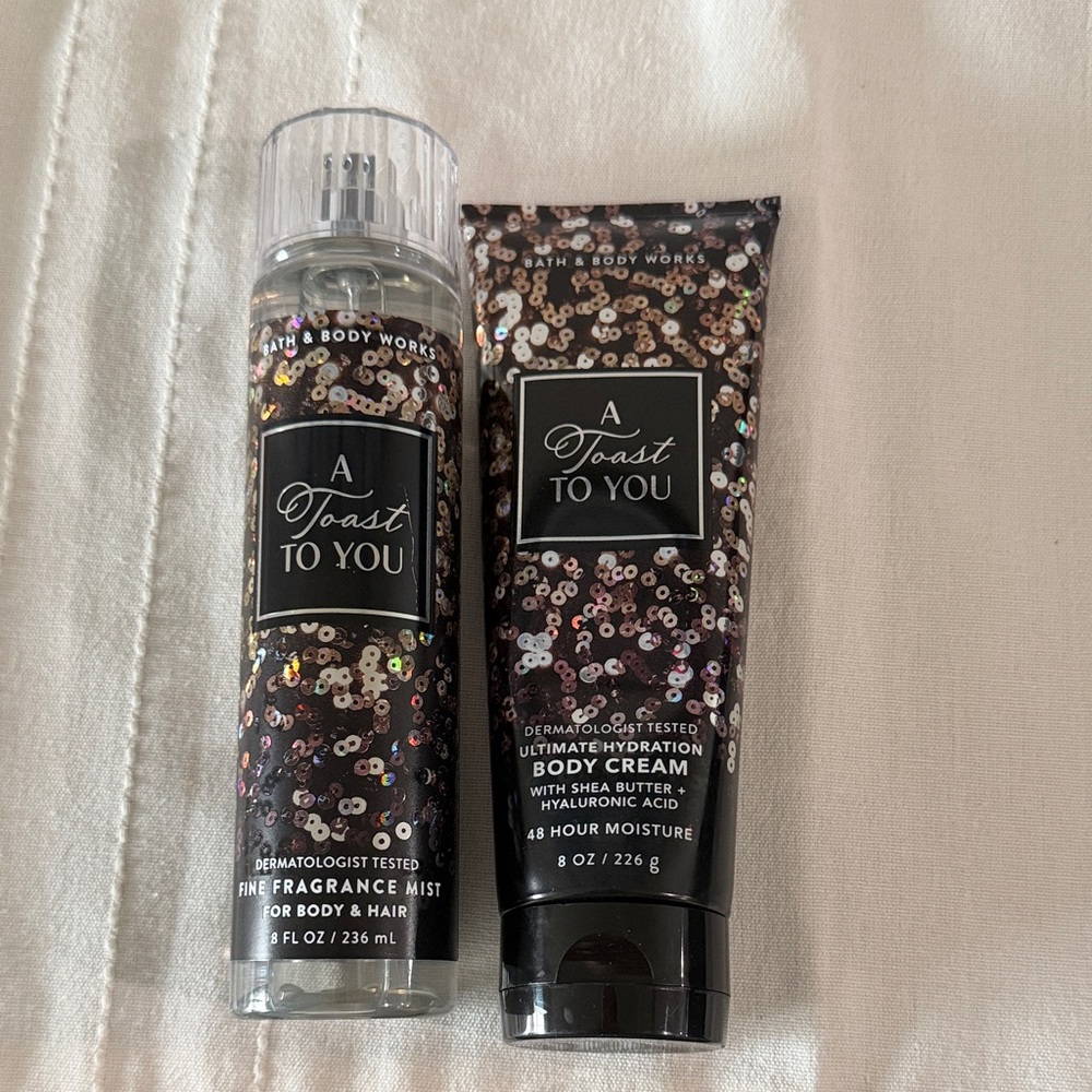 Bath & Body Works Fragrance Mist and Body Cream Set - A Toast to you! Brand new